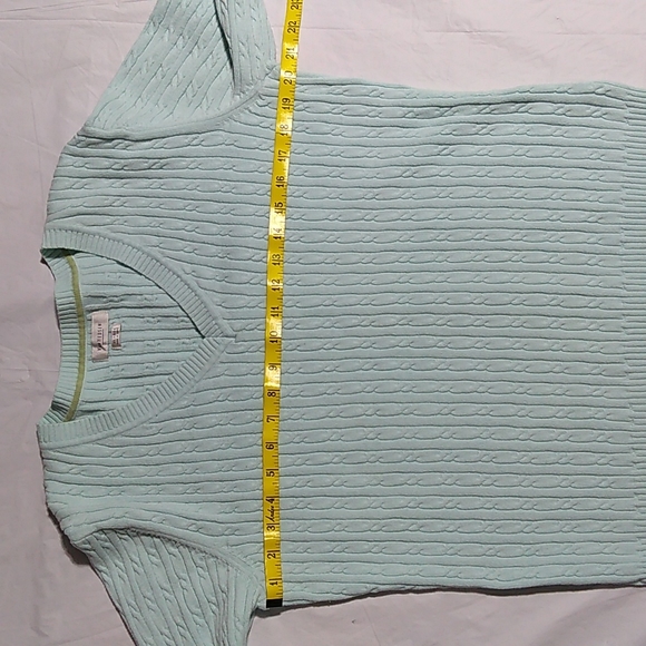 Van Heusen Seafoam / Mint Green Cable Knit V-Neck Pullover Sweater - Picture 9 of 14